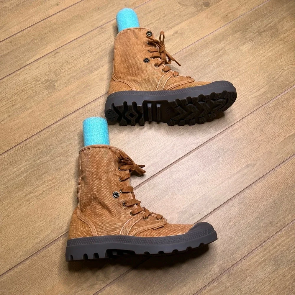 Palladium‎ Pampa Hi Boots Mens 7.5 Brown 02478-251-M Canvas Lug Sole Combat